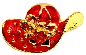 RED HAT PIN WITH FANCY BOW