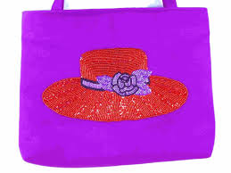Red Hat Society Beaded Handbag RH951 in purple and red